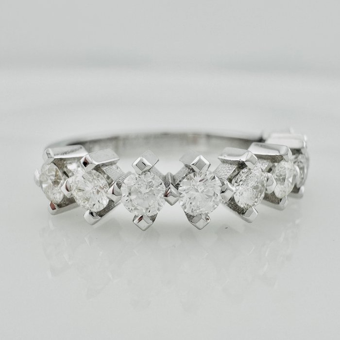 Alliancering - 14 karat Hvidguld -  076ct tw Diamant (Natur)  - ( NATURLIG )