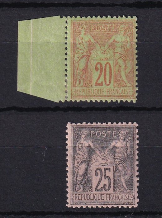 Frankrig 1884/1886 - klog type II - Yvert n°96/97