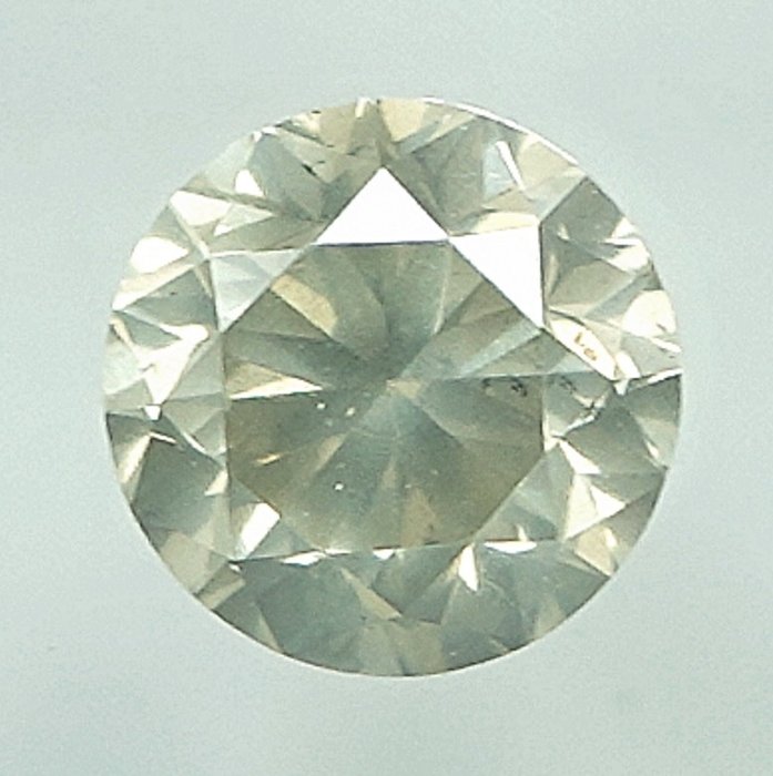 1 pcs Diamant  (Naturfarvet)  - 0.51 ct - Rund - Light Grålig Gul - I1 - Gem Report Antwerp (GRA)