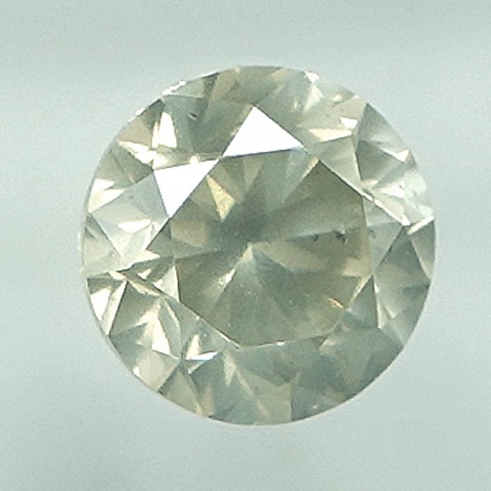 1 pcs Diamant  (Naturfarvet)  - 0.51 ct - Rund - Light Grålig Gul - I1 - Gem Report Antwerp (GRA)