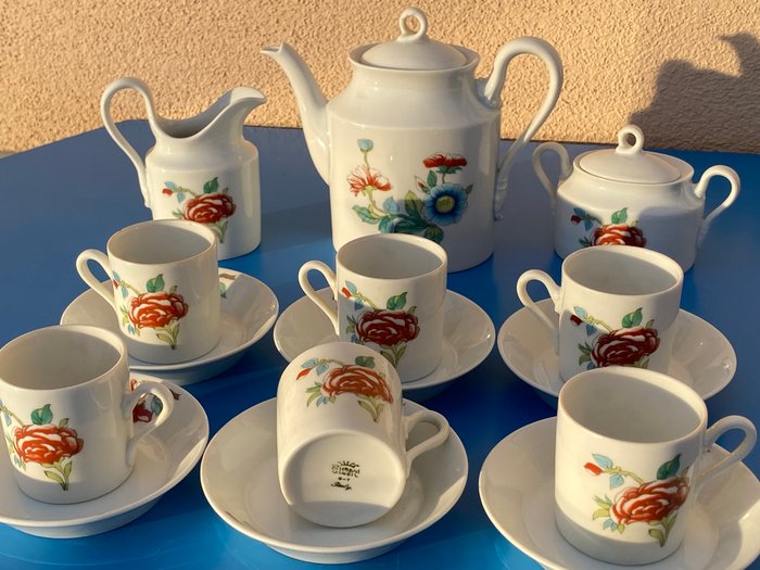 Richard Ginori - Flowers - Kaffeservice (9) - Impero - Porcelæn