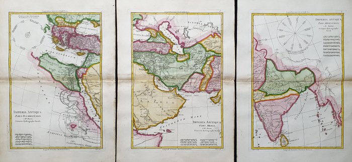 Asien - [Lot af 3 kort] - Mellemøsten / Lilleasien / Indien / Arabien / Yemen / Indien / Sri Lanka / Iran; Desmarest  Bonne - [Lot of 3 maps] - Imperia Antiqua Pars Occidentalis / Media / Orientalis - 1781-1800