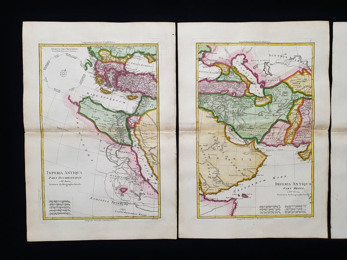 Asien - [Lot af 3 kort] - Mellemøsten / Lilleasien / Indien / Arabien / Yemen / Indien / Sri Lanka / Iran; Desmarest  Bonne - [Lot of 3 maps] - Imperia Antiqua Pars Occidentalis / Media / Orientalis - 1781-1800