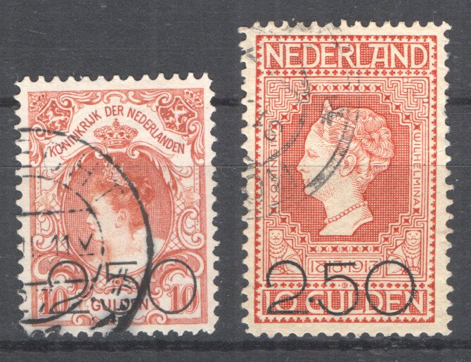 Holland 1898/1920 - Kroningsgylden og rydningsudstedelse - NVPH 49 en NVPH 104/105