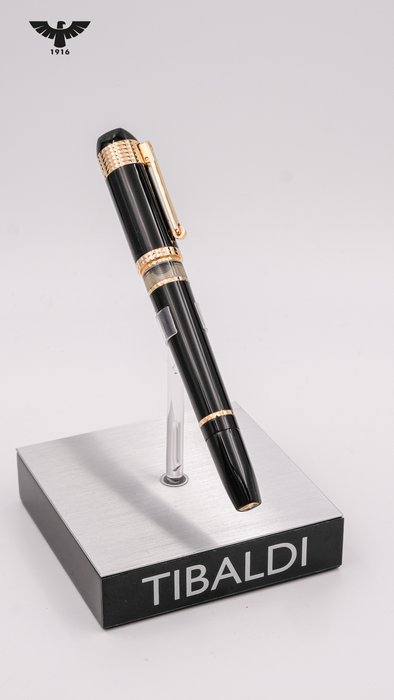 Tibaldi - Excelsa - Black  Gold Plated Trims + 18K Gold Nib (Limited Edition/618) - Fyldepen