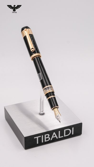 Tibaldi - Excelsa - Black  Gold Plated Trims + 18K Gold Nib (Limited Edition/618) - Fyldepen