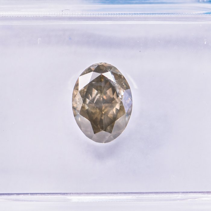 Ingen mindstepris - 1 pcs Diamant  (Naturfarvet)  - 1.07 ct - Oval - Fancy deep Brunlig, Grønlig Gul - I1 - International Gemological Institute (IGI)