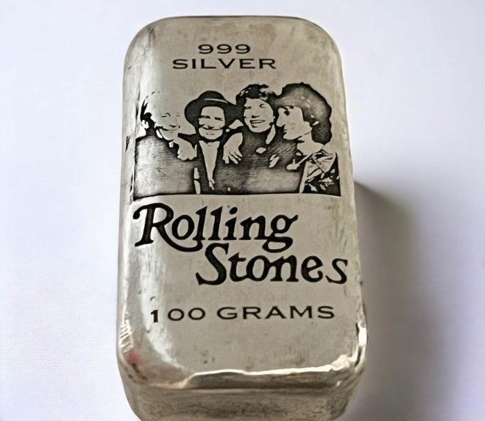 100 gram - Sølv 999 - Rolling Stones - No Reserve  (Ingen mindstepris)