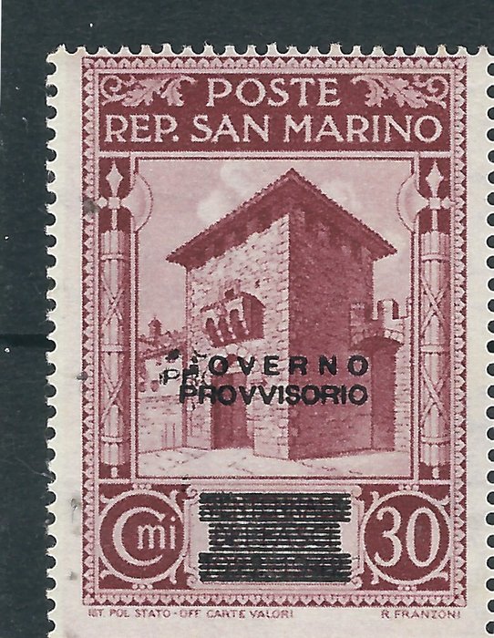 San Marino 1943 - "Foreløbig regering" C. 30 Blok af fire - Ukatalogiseret sort -