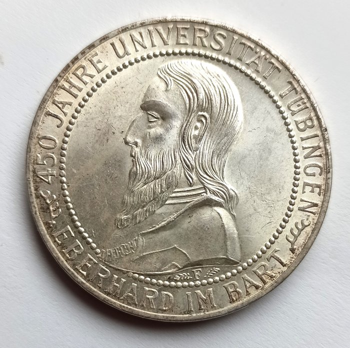 Tyskland, Weimarrepublikken 5 Reichsmark 1927, Universität Tübingen J. 329. Erhaltung !  (Ingen mindstepris)