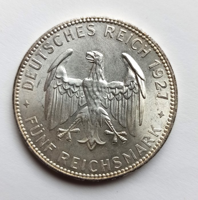 Tyskland, Weimarrepublikken 5 Reichsmark 1927, Universität Tübingen J. 329. Erhaltung !  (Ingen mindstepris)