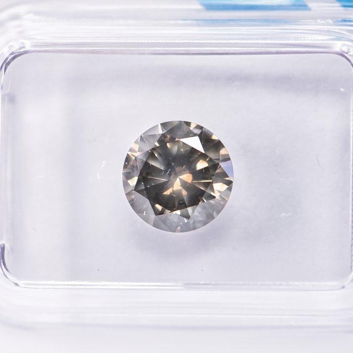 Ingen mindstepris - 1 pcs Diamant  (Naturfarvet)  - 1.38 ct - Rund - Fancy deep Brunlig, Grå Gul - SI2 - International Gemological Institute (IGI)