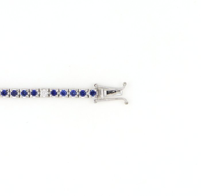 Ingen mindstepris - Armbånd - 18 kraat Hvidguld -  2.65ct. tw. Safir - Diamant