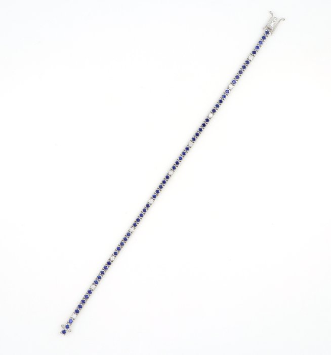 Ingen mindstepris - Armbånd - 18 kraat Hvidguld -  2.65ct. tw. Safir - Diamant