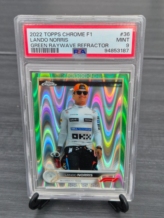 2022 Topps Chrome F1 Lando Norris #36 Green Raywave /99 PSA 9 Graded card