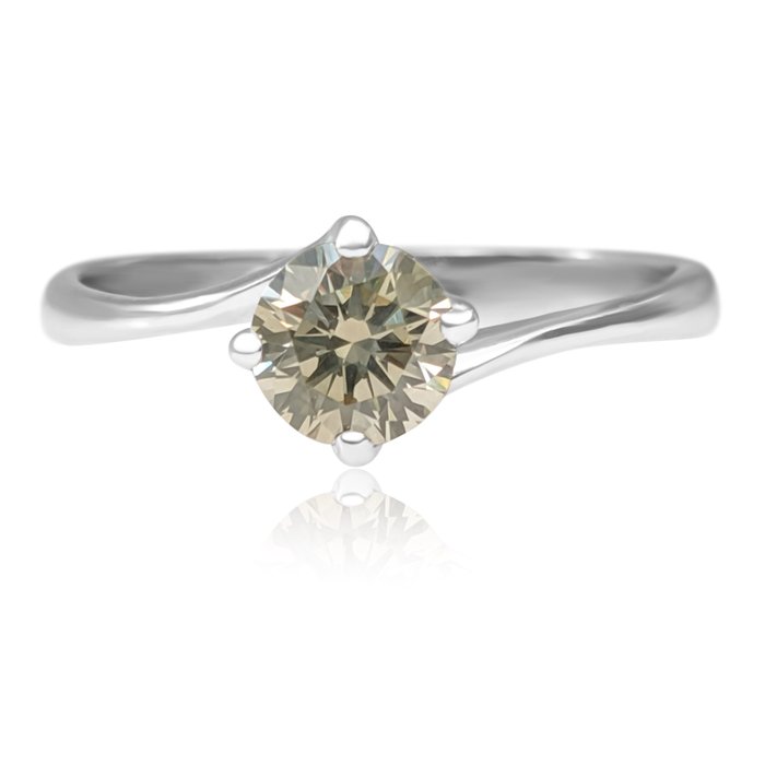 Ingen mindstepris - Ring - 14 karat Hvidguld -  0.50ct. tw. Gul Diamant (Naturfarvet) - IGI