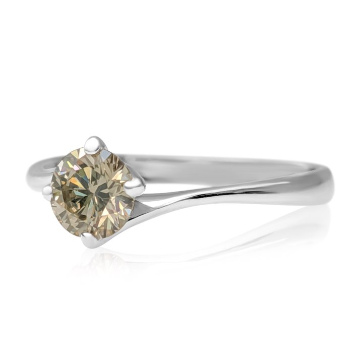 Ingen mindstepris - Ring - 14 karat Hvidguld -  0.50ct. tw. Gul Diamant (Naturfarvet) - IGI