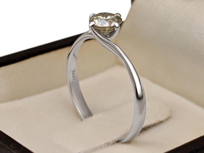 Ingen mindstepris - Ring - 14 karat Hvidguld -  0.50ct. tw. Gul Diamant (Naturfarvet) - IGI