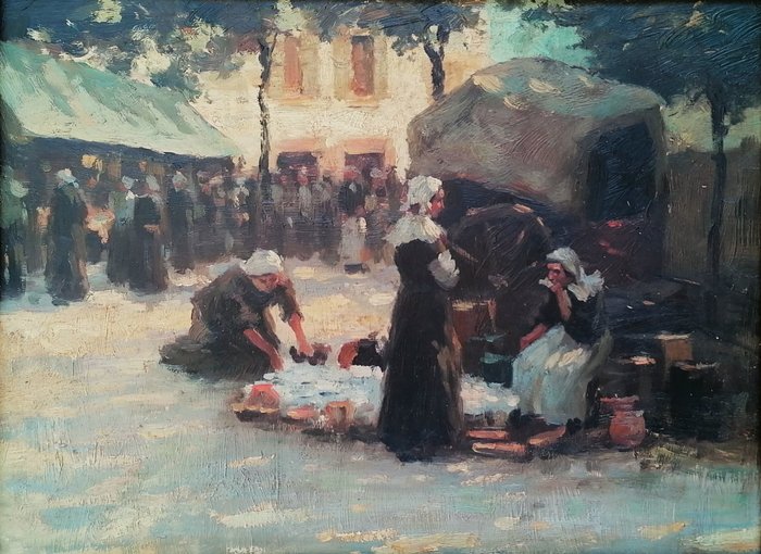 Fernand Marie Eugène Le Gout-Gerard (1856-1924), Attributed to - Busy market scene