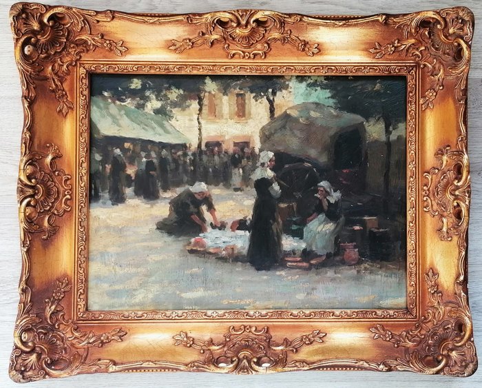 Fernand Marie Eugène Le Gout-Gerard (1856-1924), Attributed to - Busy market scene