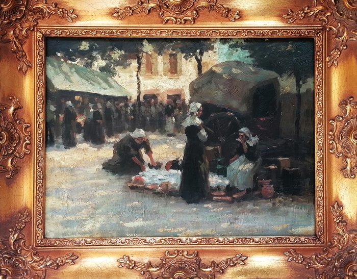 Fernand Marie Eugène Le Gout-Gerard (1856-1924), Attributed to - Busy market scene