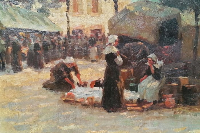 Fernand Marie Eugène Le Gout-Gerard (1856-1924), Attributed to - Busy market scene