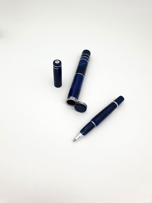 Marlen - Vanity con Cilindro Contenitore - Special collection in resina blu madreperlata - Rollerpen