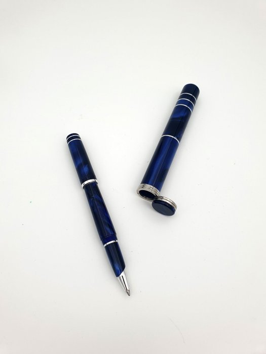 Marlen - Vanity con Cilindro Contenitore - Special collection in resina blu madreperlata - Rollerpen