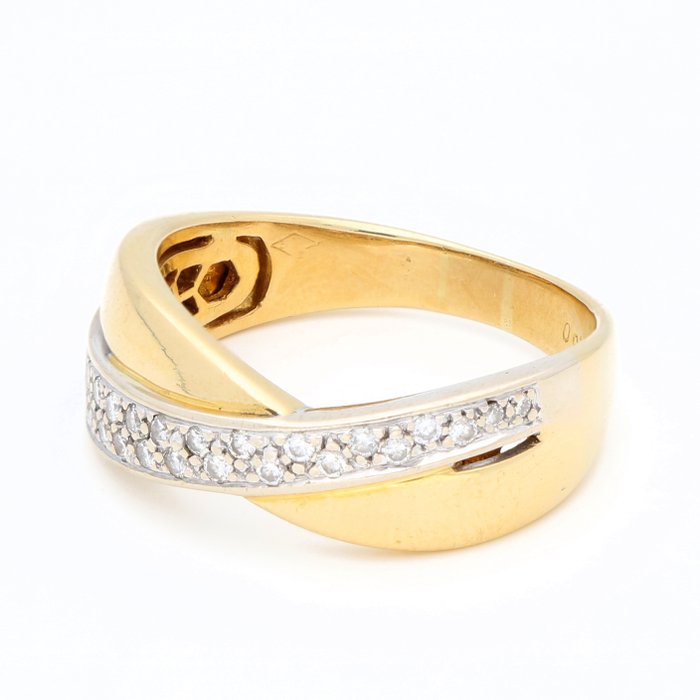 Ingen mindstepris - Ring - 14 karat Gulguld, Hvidguld Diamant (Natur)