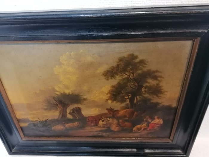 Nicolaes Berchem (1620-1683), Suiveur - Paysage avec une famille d’agriculteurs et leur troupeau