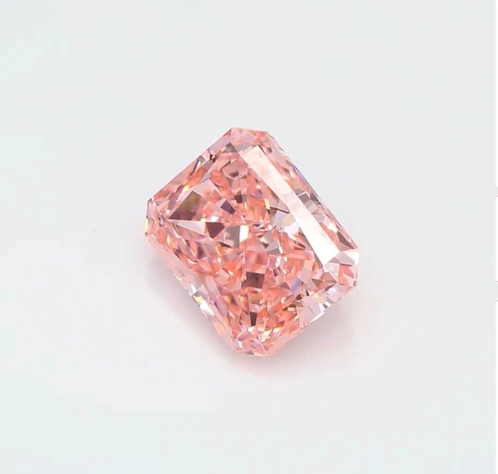 1 pcs Diamant  (Farvebehandlet)  - 1.52 ct - Radiant - Fancy vivid Lyserød - VVS2 - Gemological Institute of America (GIA)