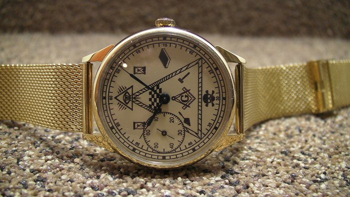 Masonic White-Gold watch, unique - Mænd - 2000-2010