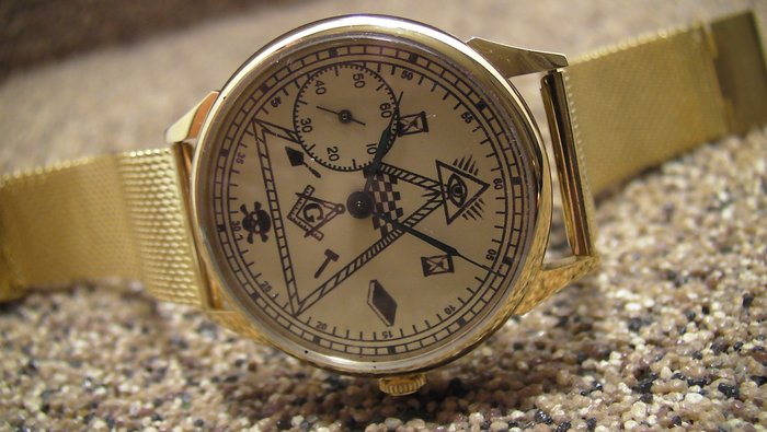 Masonic White-Gold watch, unique - Mænd - 2000-2010