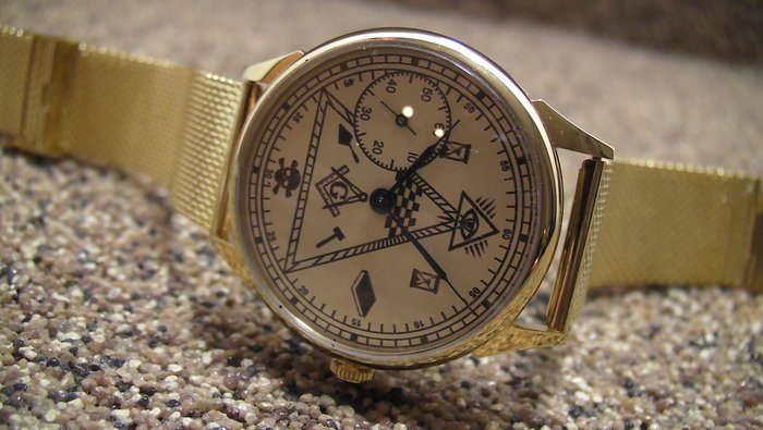 Masonic White-Gold watch, unique - Mænd - 2000-2010