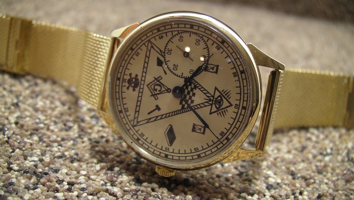 Masonic White-Gold watch, unique - Mænd - 2000-2010