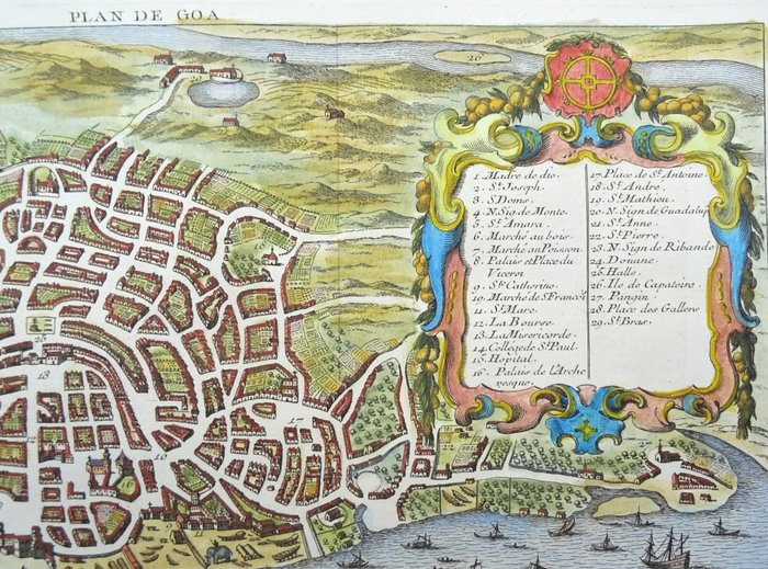 Asien - Indien / Goa; J. van der Schley / De Hondt - Plan de Goa - 1721-1750