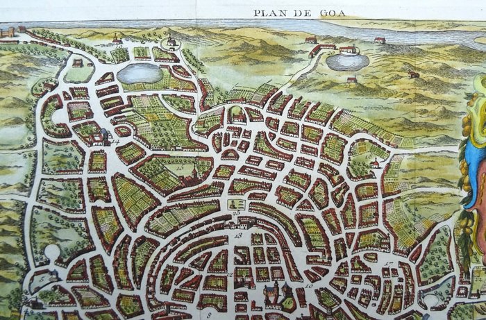 Asien - Indien / Goa; J. van der Schley / De Hondt - Plan de Goa - 1721-1750