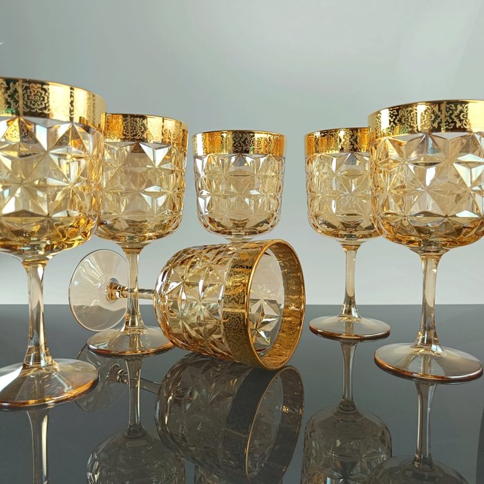 SECOLOVENTESIMO - Drikkesæt til 6 (6) - Joyce Great Glass - 24 kt guld