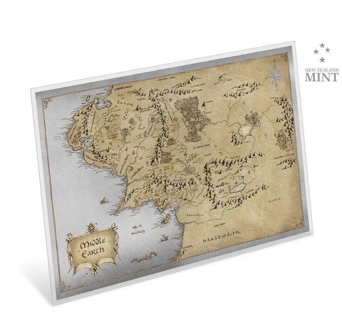 Niue. 2 Dollars 2021 Lord of the Rings™ Middle Earth™ Map, 35g (.999)