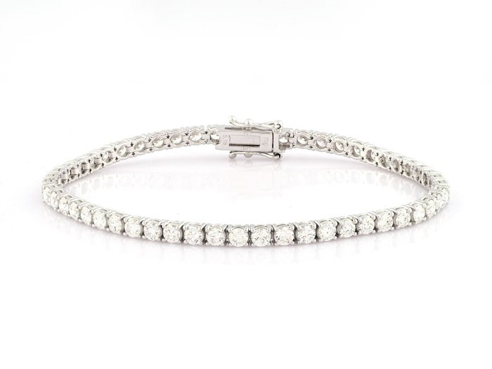 Armbånd - 18 kraat Hvidguld -  5.14ct. tw. Diamant (Laboratoriedyrket)