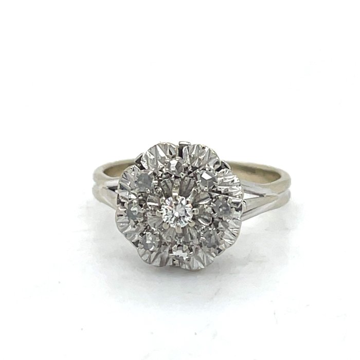 Ring - 18 kraat Hvidguld Diamant (Natur)