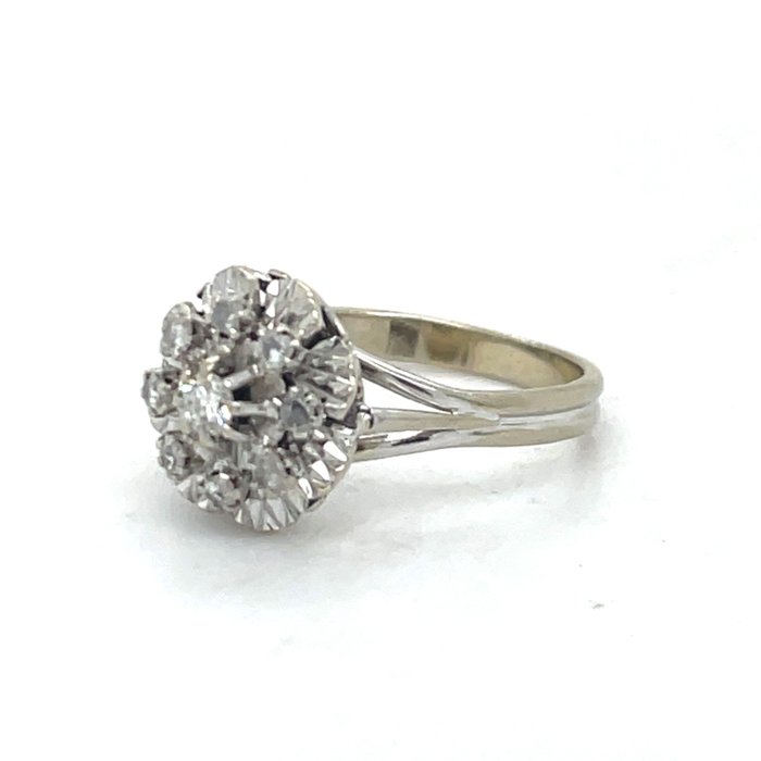 Ring - 18 kraat Hvidguld Diamant (Natur)