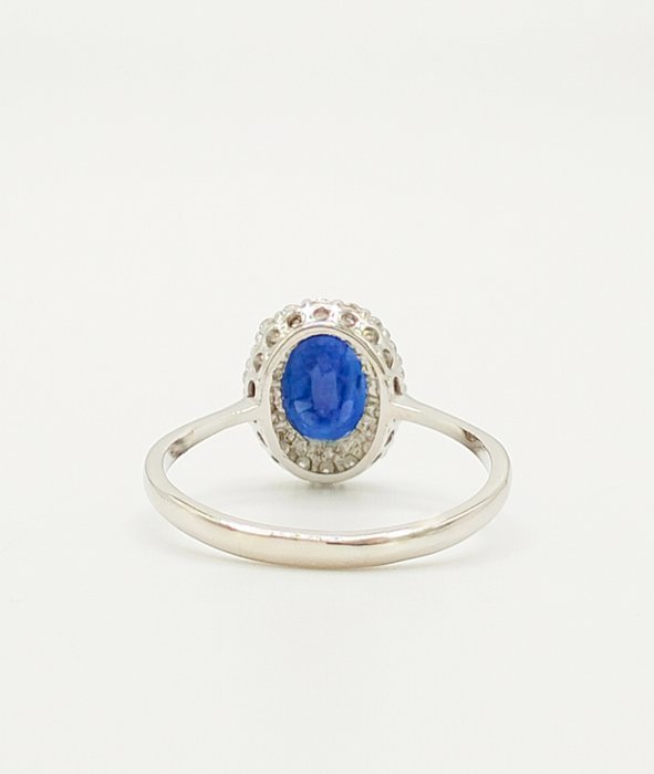 Ingen mindstepris - Ring - 14 karat Hvidguld Safir - Diamant