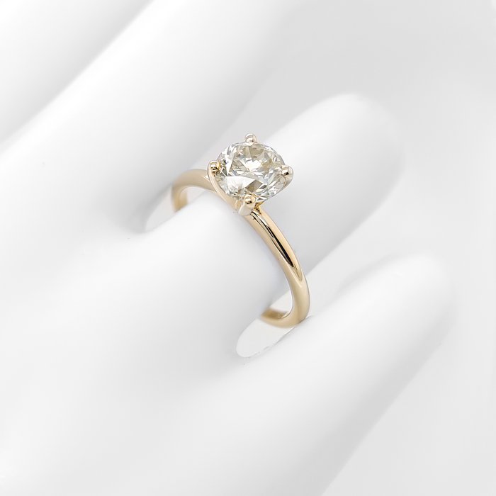 Ring - 14 karat Gulguld -  1.18ct. tw. Grå Diamant (Naturfarvet)