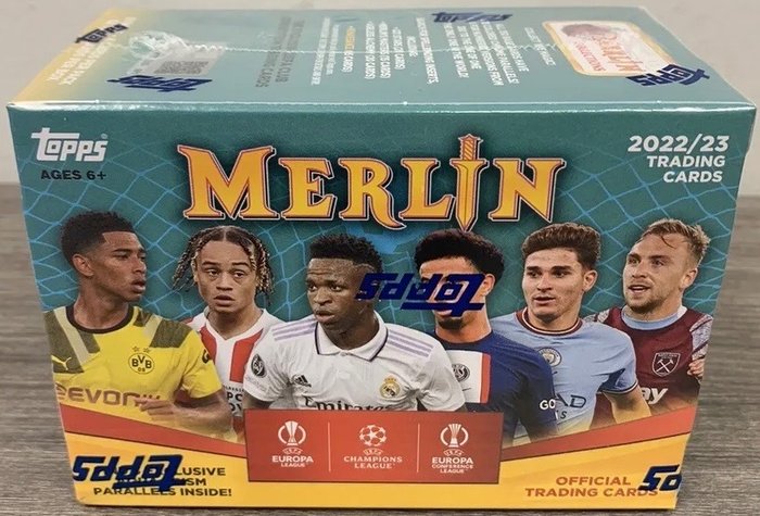 2022/23 Topps Merlin UEFA Erling Haaland, Ronaldo, Cristiano Ronaldo, Lionel Messi 32 cards in total - 1 Sealed box - Næsten så god som ny (NM)