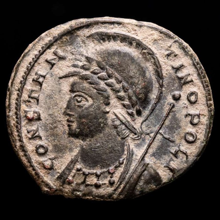 Romarriket. Constantine I (AD 306-337). Follis Heraclea mint, 335 A.D. Constantinopolis conmemorative issue  (Ingen mindstepris)