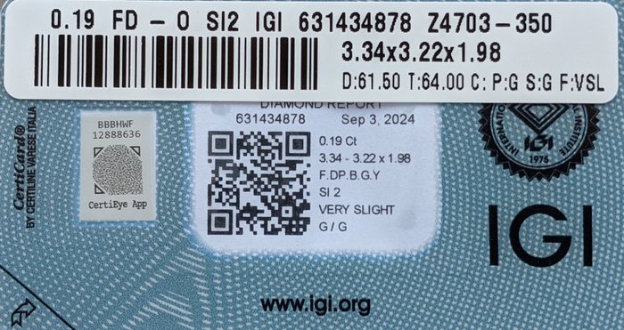 Ingen mindstepris - 1 pcs Diamant  (Naturfarvet)  - 019 ct - Pude - Fancy deep Brun Grønlig Gul - SI2 - International Gemological Institute (IGI)