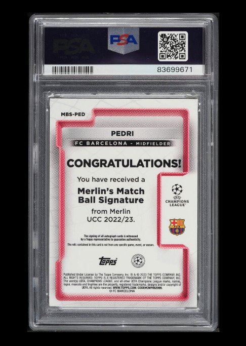 2022 Topps Merlin Pedri #MBS-PED - Ball Patch Autograph PSA 9 - 1 Graded card