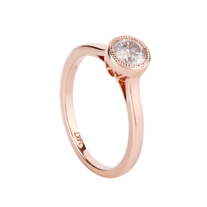 Ring - 14 karat Rosaguld -  0.19ct. tw. Diamant (Natur)