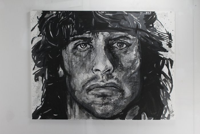 John Rambo - Sylvester Stallone - Handpainted and signed painting by artist Vincent Mink.